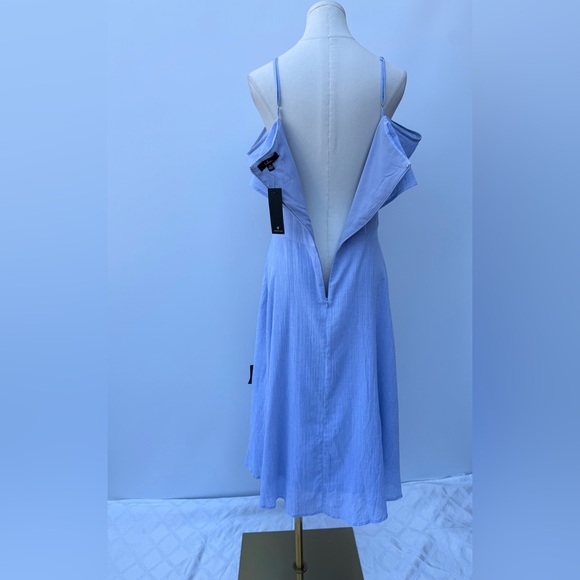 Lulus Blue & White Stripes Ruffle Off Shoulder Flutter Sleeves Dress Size XL - Picture 11 of 14